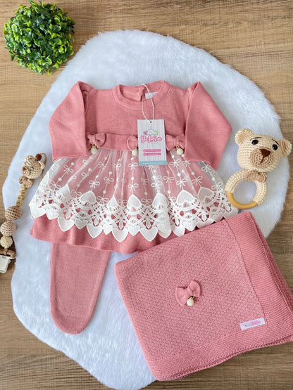 KIT SAIDA MATERNIDADE NICOLLE ROSE 6 PEÇAS (RENDA CORAÇÃO)