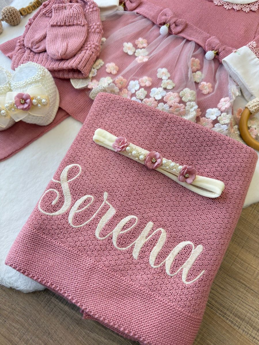 KIT SAIDA MATERNIDADE NICOLLE ROSE 8 PEÇAS (RENDA FLORAL)