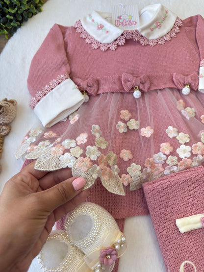 KIT SAIDA MATERNIDADE NICOLLE ROSE 8 PEÇAS (RENDA FLORAL)