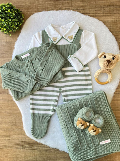 KIT SAIDA MATERNIDADE VICENTE VERDE MARÉ URSO 5 PEÇAS