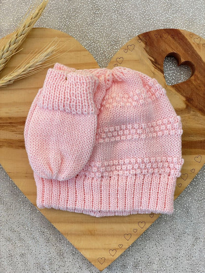 KIT TOUCA E LUVA ROSA CLARO