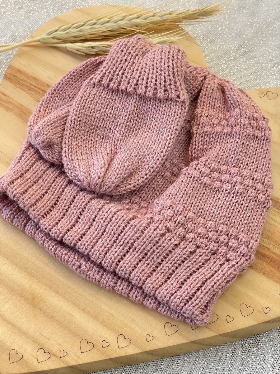 KIT TOUCA E LUVA ROSE PRATA