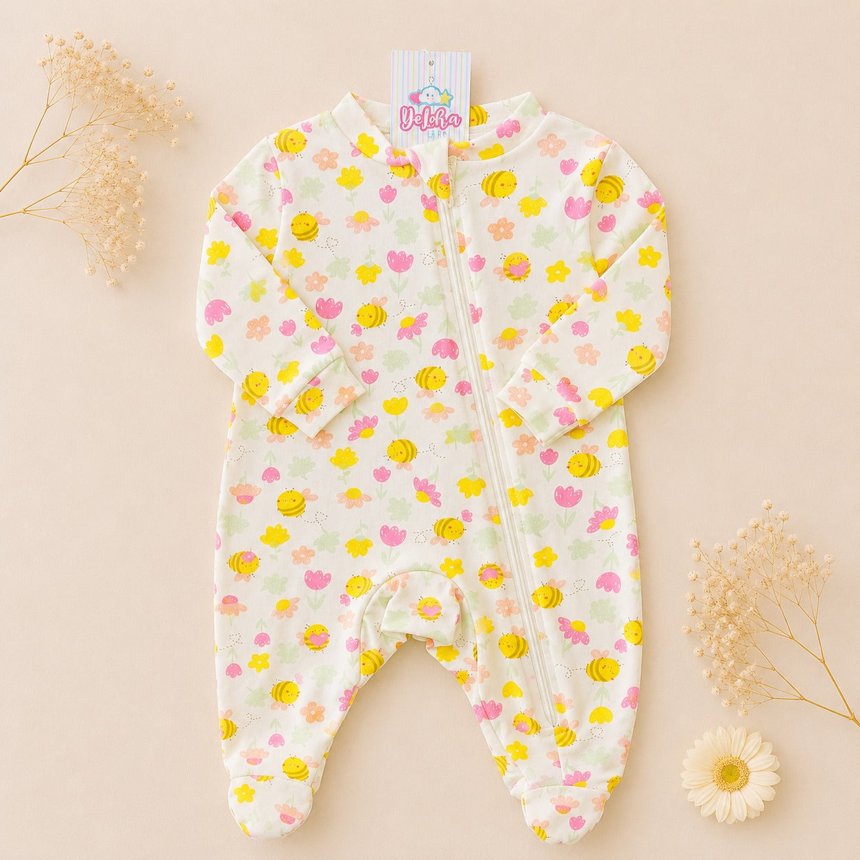 MACACÃO BEBÊ COM ZÍPER E PÉ FECHADO - ESTAMPAS EXCLUSIVAS