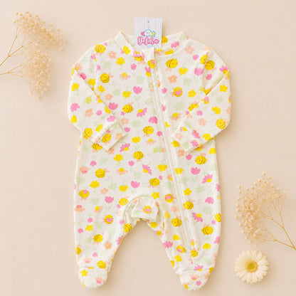 MACACÃO BEBÊ COM ZÍPER E PÉ FECHADO - ESTAMPAS EXCLUSIVAS
