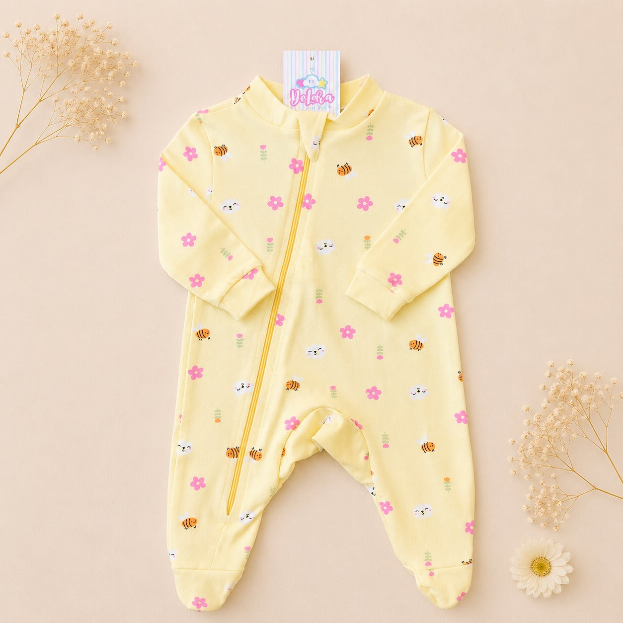 MACACÃO BEBÊ COM ZÍPER E PÉ FECHADO - ESTAMPAS EXCLUSIVAS