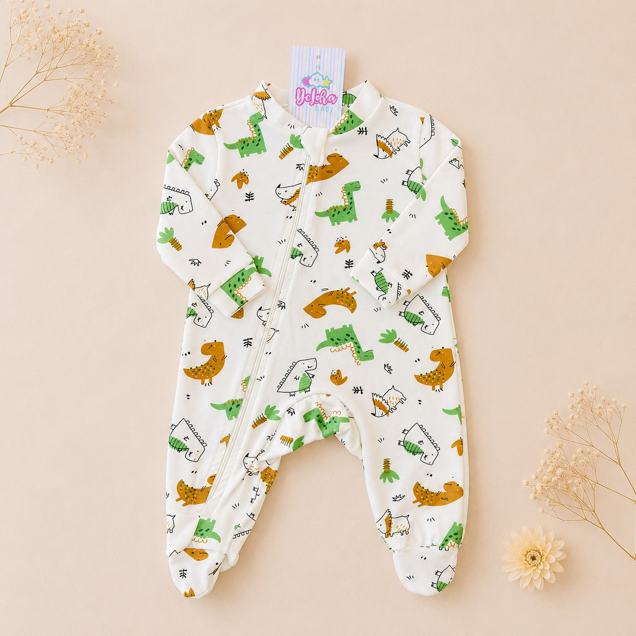 MACACÃO BEBÊ COM ZÍPER E PÉ FECHADO - ESTAMPAS EXCLUSIVAS