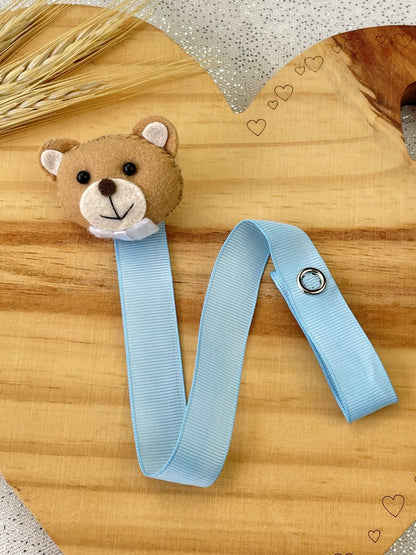 PRENDEDOR DE CHUPETA URSO AZUL BEBÊ