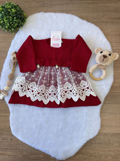 SAIDA MATERNIDADE LUXO VERMELHO NICOLLE 3 PEÇAS (RENDA CORAÇÃO)