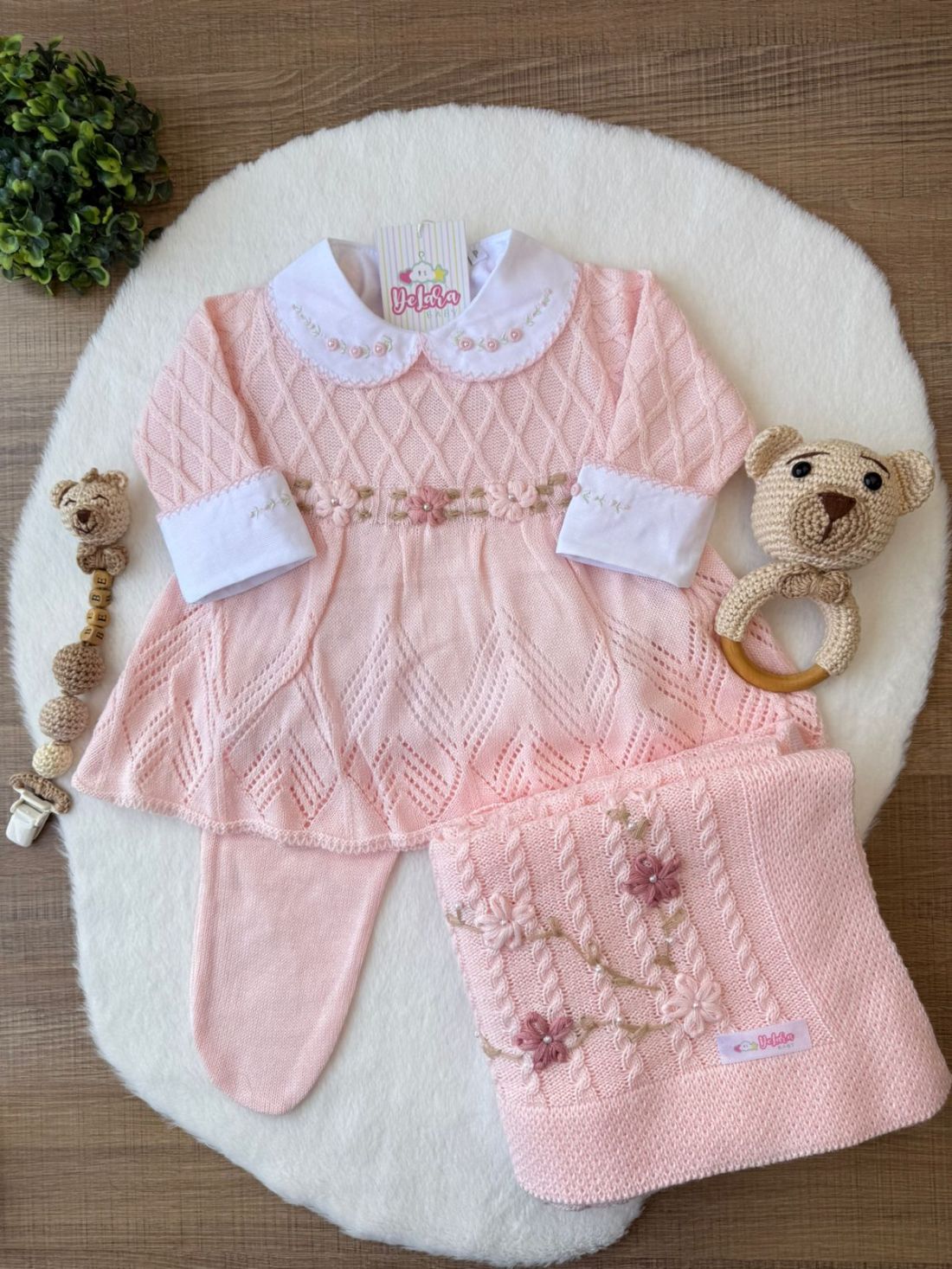 SAIDA MATERNIDADE AURORA ROSA 3 PEÇAS