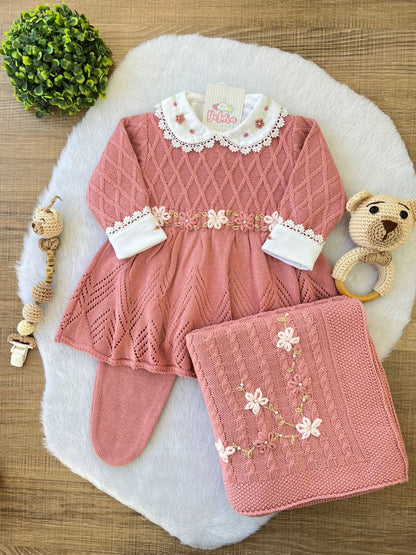 SAIDA MATERNIDADE AURORA ROSE 3 PEÇAS