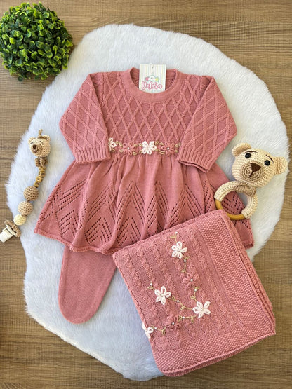 SAIDA MATERNIDADE AURORA ROSE 3 PEÇAS